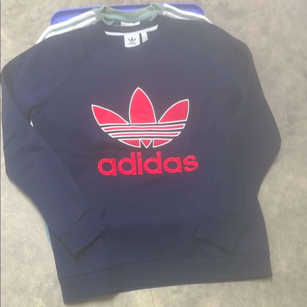 Adidas originals Men's Navy and red trefoil Crewneck Sweater - worn 1x